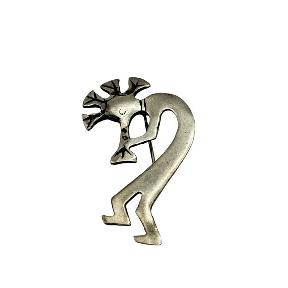 Vintage Sterling Silver Kokopelli Brooch Signed Ethnic Southwestern - Picture 2 of 8